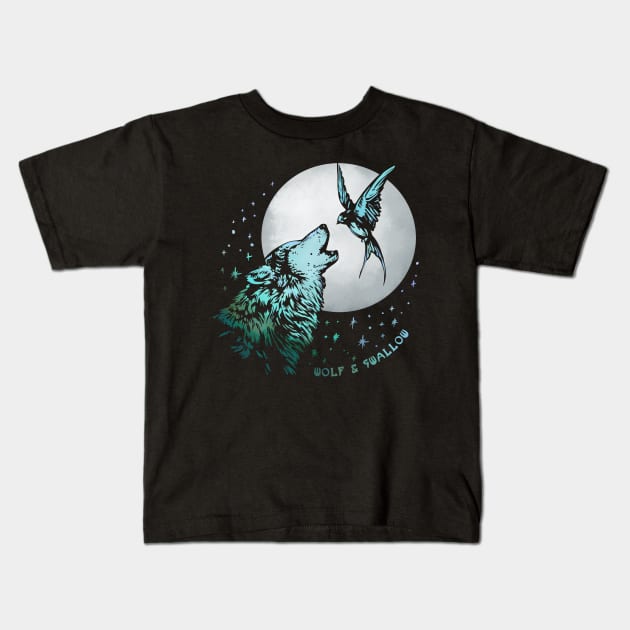 Wolf & Swallow - Moonlight Serenade [OCEAN] Kids T-Shirt by Lix